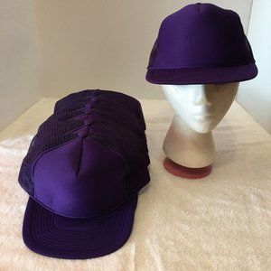 Lot 10 Vtg Trucker Hats Cap YOUTH Snapback Purple 5 Panel Mesh Rope Baseball NOS